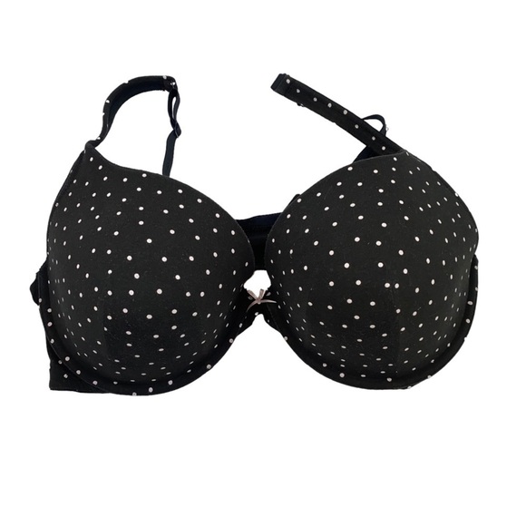 Cacique Size 50C Black and White Polka Dot Underwire Lined Back Closure Bra - Picture 1 of 5